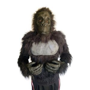 Gorilla Costume Full Upper Body Suit Realistic Latex Mask Gloves Faux Fur XL NWT